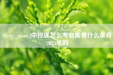 清镇中控证怎么考取需要什么条件2024年的